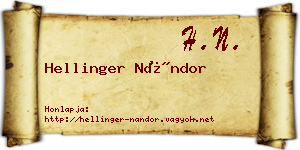 Hellinger Nándor névjegykártya
